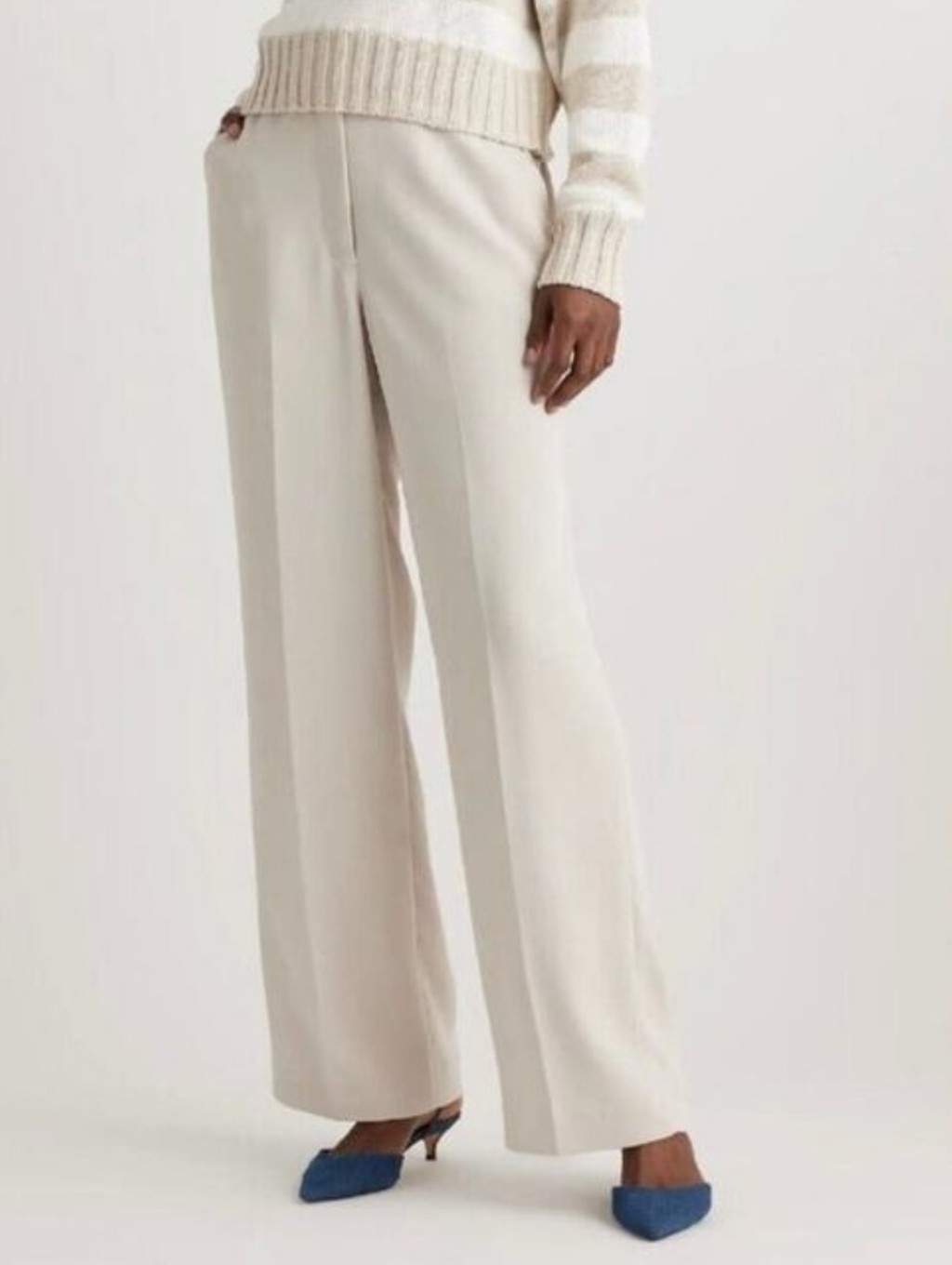 Nwot Quince Stretch Crepe Classic Trouser Pants Khaki Sand Size 14